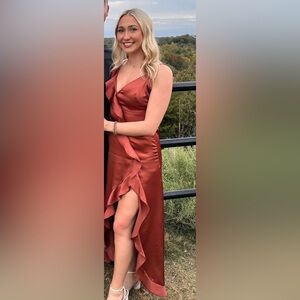 Burnt orange midi dress. Size medium.